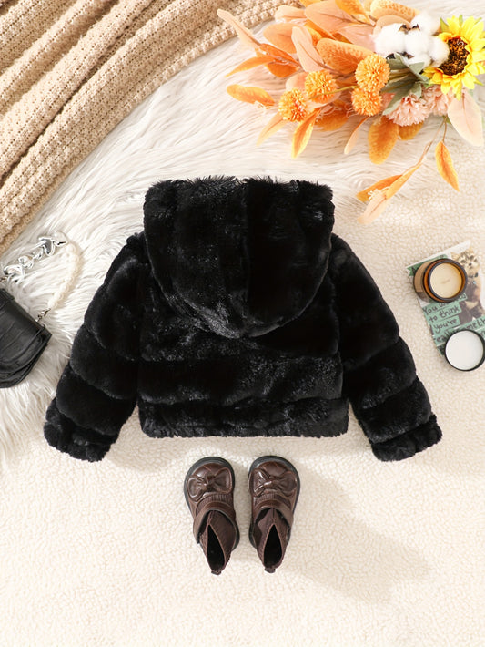 Baby Girl Fleece Jacket – Warm Hooded Coat for Fall/Winter
