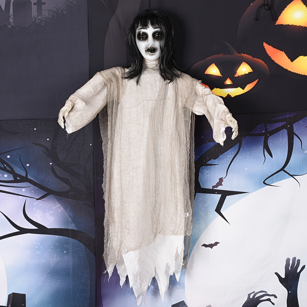 Outdoor Halloween Decor – Scary Hanging Lady with Glowing Eyes