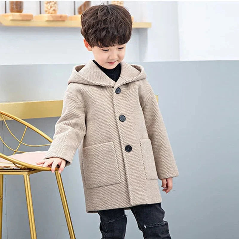 Boys’ Casual Woolen Jacket – Warm & Stylish Korean