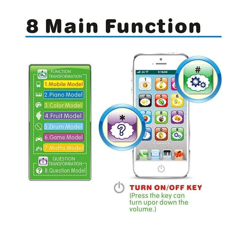 Children's Simulation Phone – Musical Educational Toy with Light & Sound