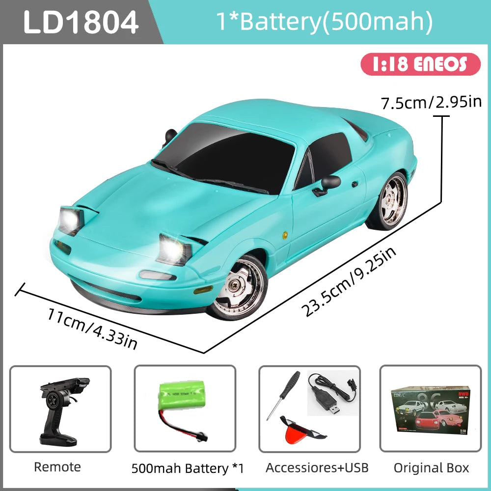 LD1804 1/18 Mazda MX5 RC Drift Car – 2WD with Gyroscope & LED Lights