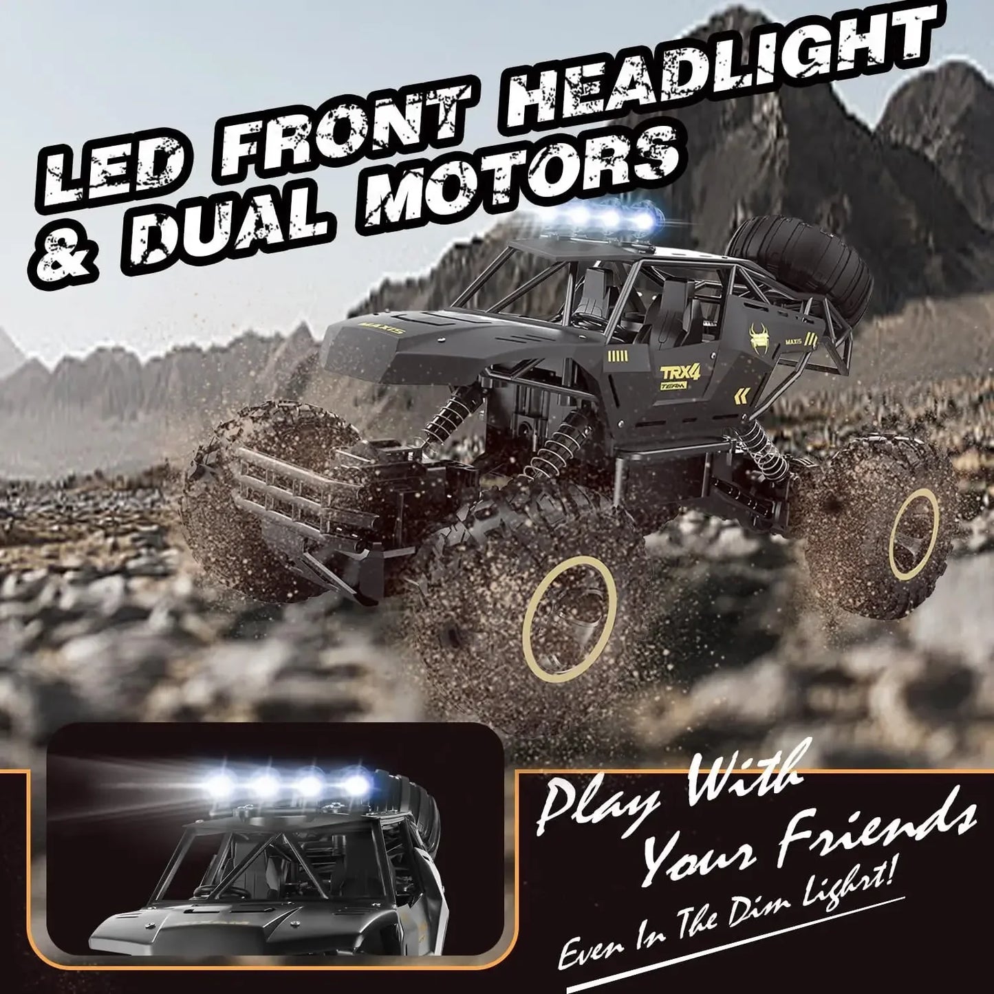 4WD Off-Road RC Car – High-Speed Buggy Truck with LED Lights