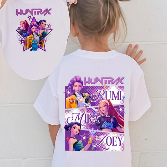 Cute Kpop Demon Hunters Shirt – Summer Short Sleeve for Boys & Girls