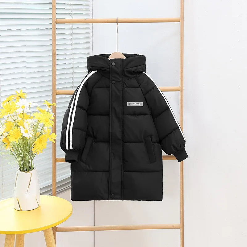 Kids' Long Cotton-Padded Jacket – Warm & Stylish