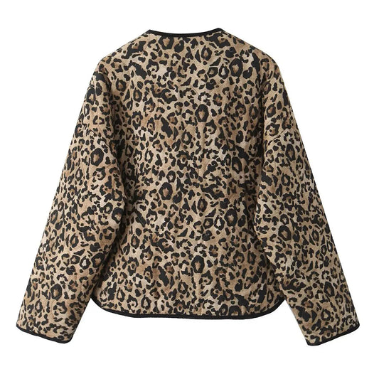 Commuter Style Cotton Jacket – Animal Print & Long Sleeve