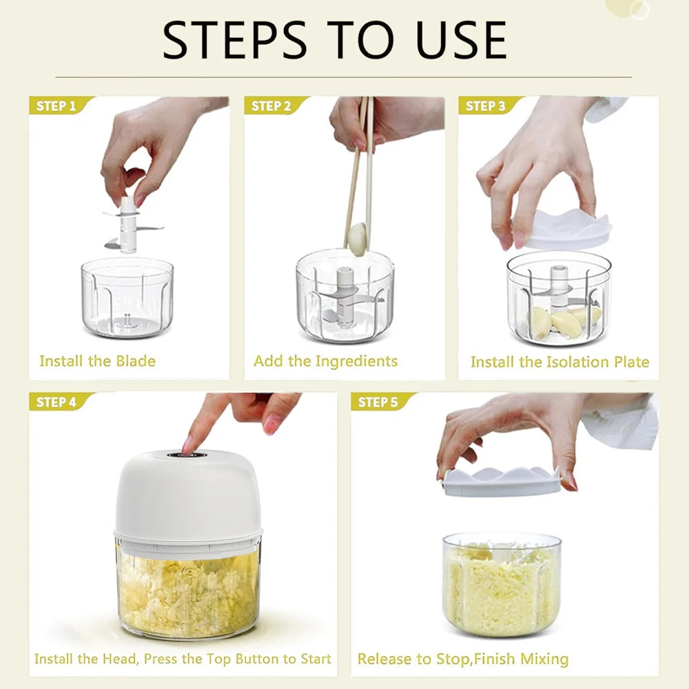 Mini Wireless Electric Food Chopper: Fast, Portable, Multifunctional
