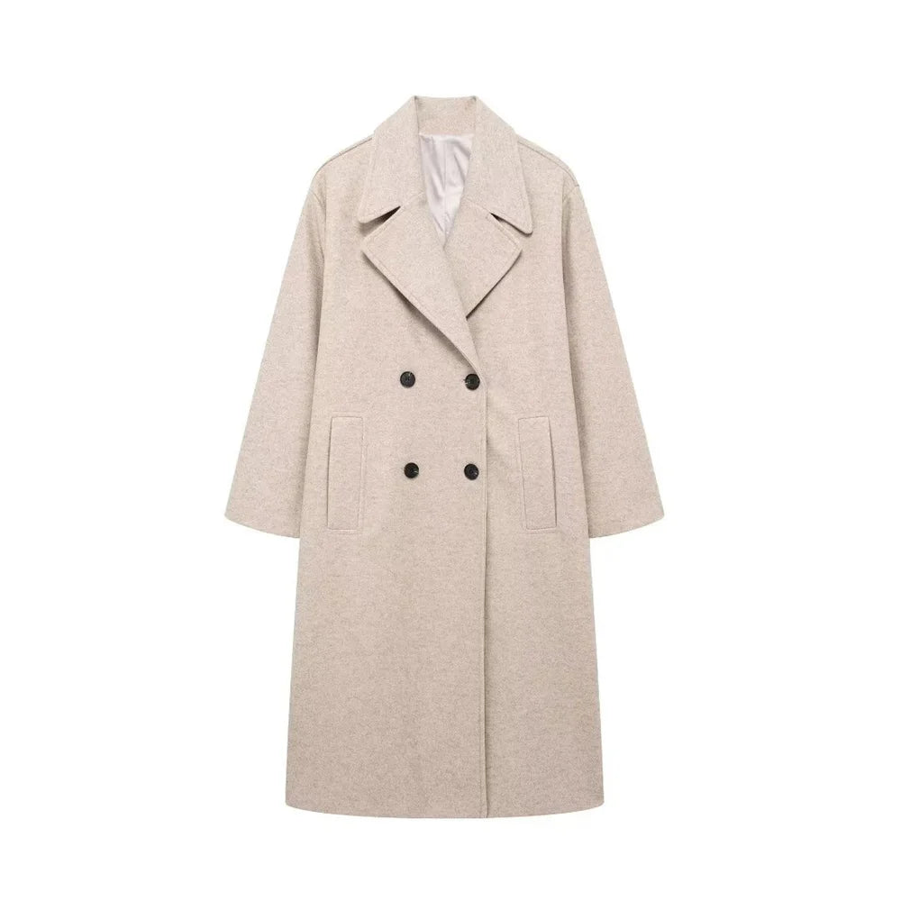Autumn Chic Double-Breasted Lapel Coat