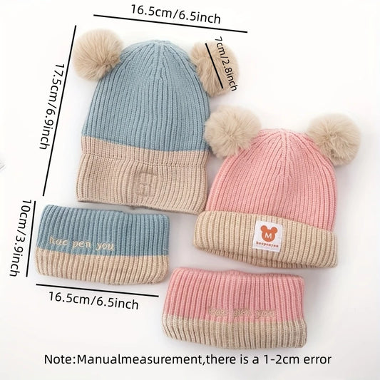 Cute Bear Knit Hat & Scarf Set for Kids
