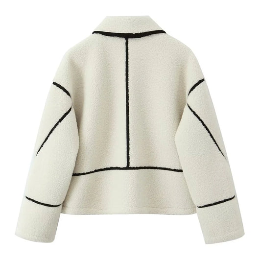 Women's Warm Long Sleeve Jacket with Zipper Pockets