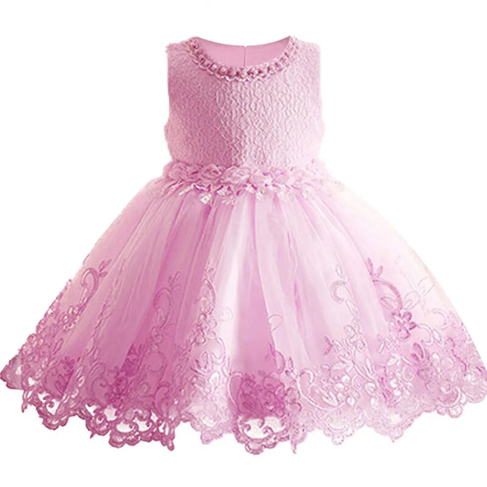 Pearl-Embellished Baby Dress – Formal Pageant Gown