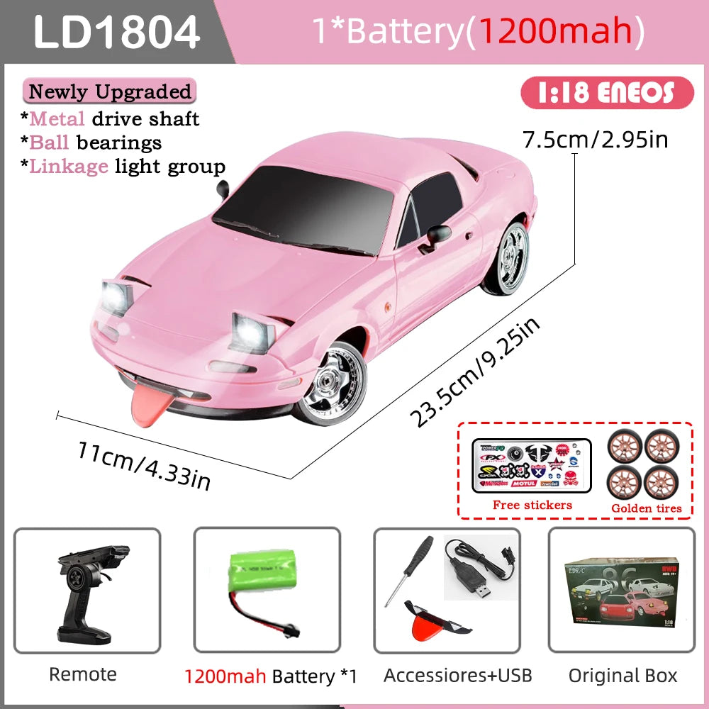 LD1804 1/18 Mazda MX5 RC Drift Car – 2WD with Gyroscope & LED Lights