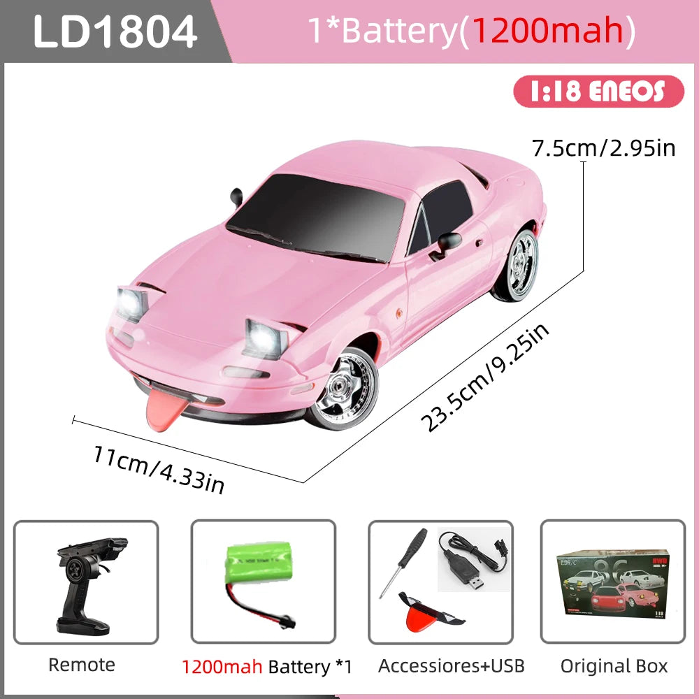 LD1804 1/18 Mazda MX5 RC Drift Car – 2WD with Gyroscope & LED Lights