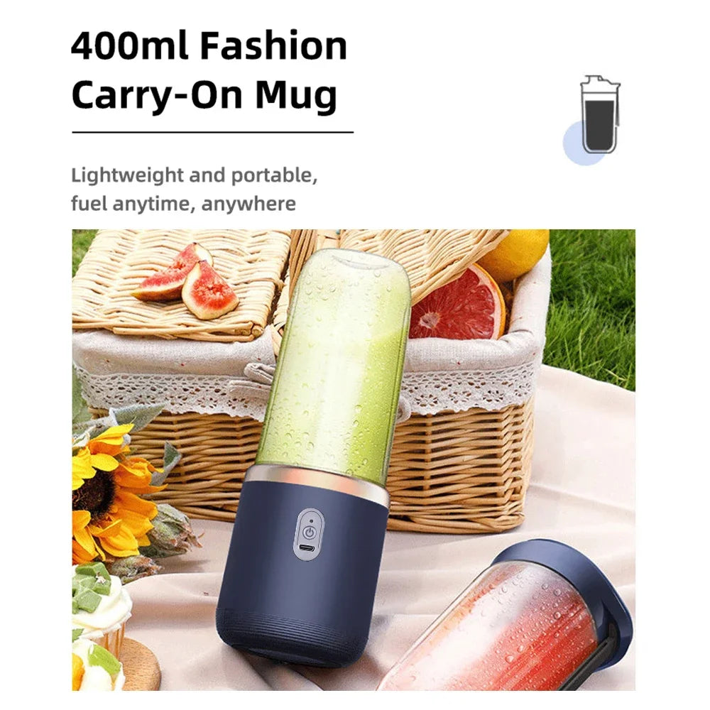 Portable 6-Blade Electric Juicer: Fresh Juice Anywhere