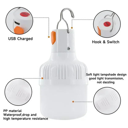 60W Outdoor Waterproof Camping USB Rechargeable LED Light Bulb