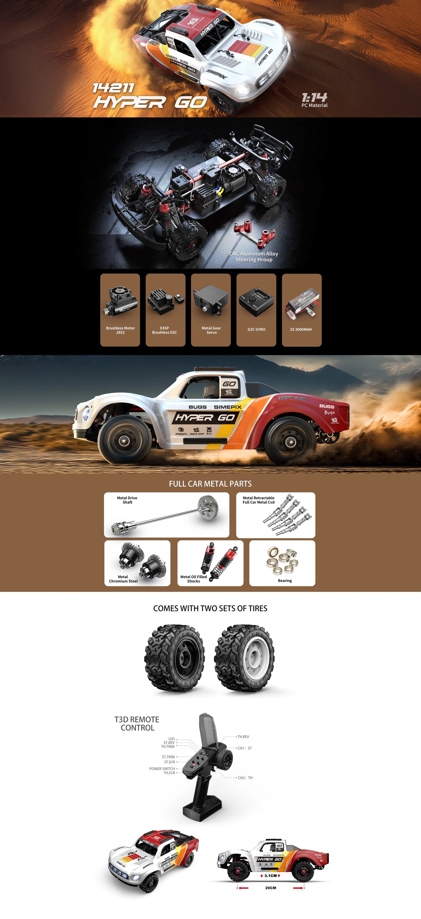 HYPER 14211 RTR RC Car – 4WD Off-Road Drift Desert Model