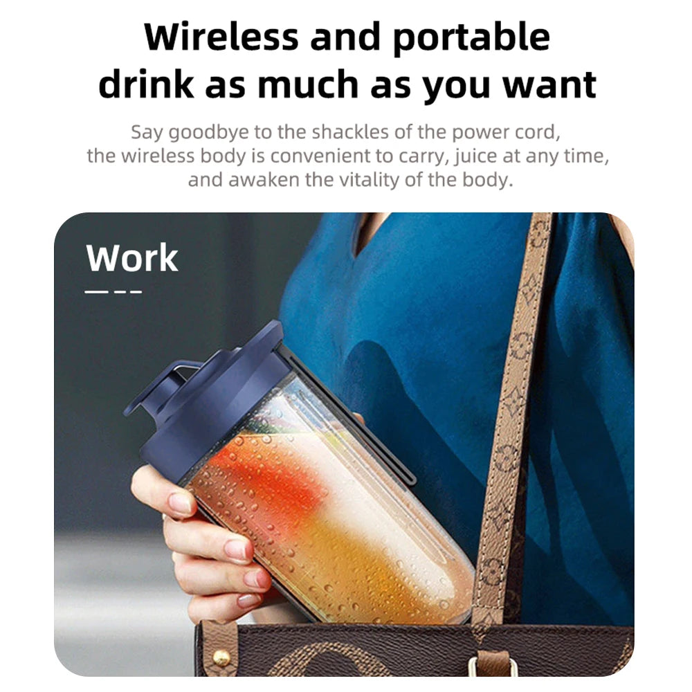 Portable 6-Blade Electric Juicer: Fresh Juice Anywhere