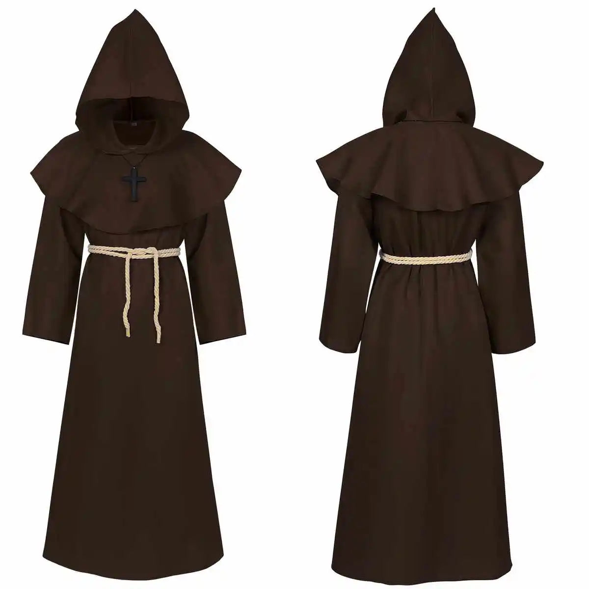 Elegant Medieval Robe – Women’s Halloween Cosplay Costume, Monk Wizard Priest Style