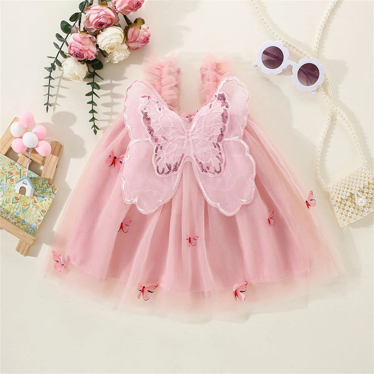Cute Infant Princess Dress with Butterfly Wings