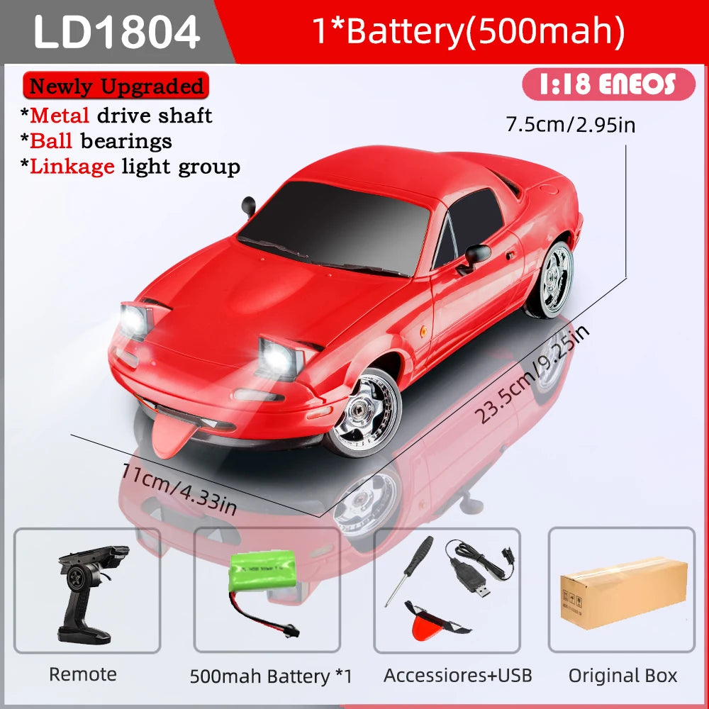 LD1804 1/18 Mazda MX5 RC Drift Car – 2WD with Gyroscope & LED Lights