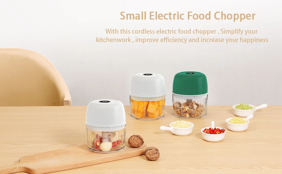 Mini Wireless Electric Food Chopper: Fast, Portable, Multifunctional