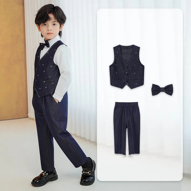 Boys’ Star Print Suit – 3/4/5Pc Formal Outfit (1–10Y)