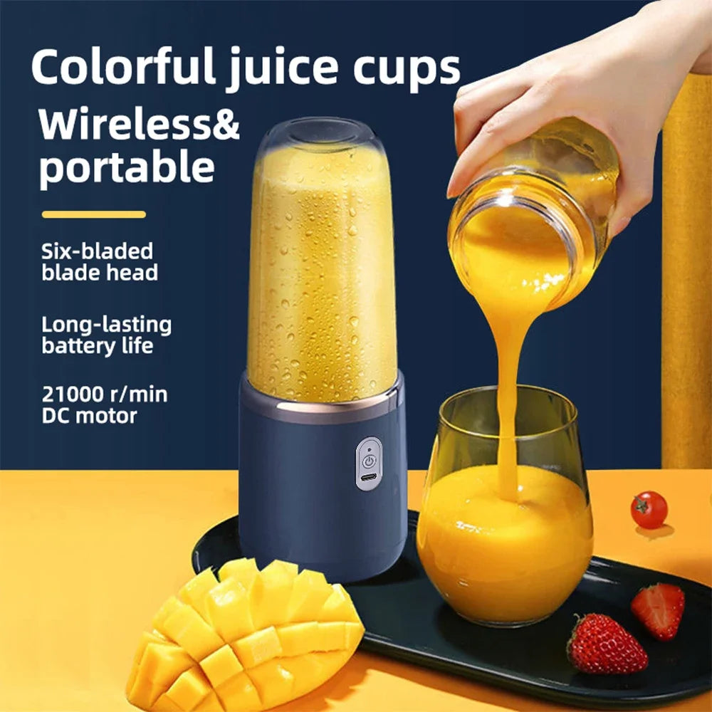 Portable 6-Blade Electric Juicer: Fresh Juice Anywhere