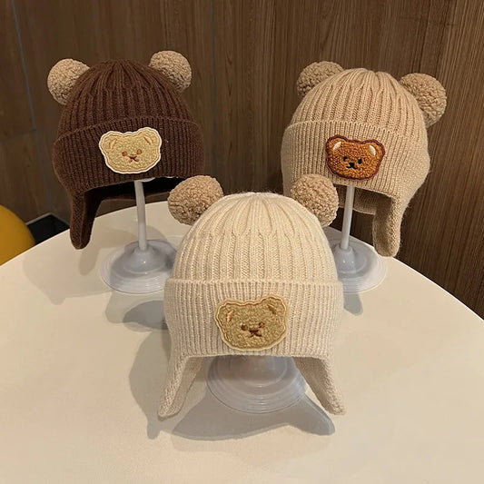Baby Wool Hat – Cute Bear Ear Winter Knitted Cap