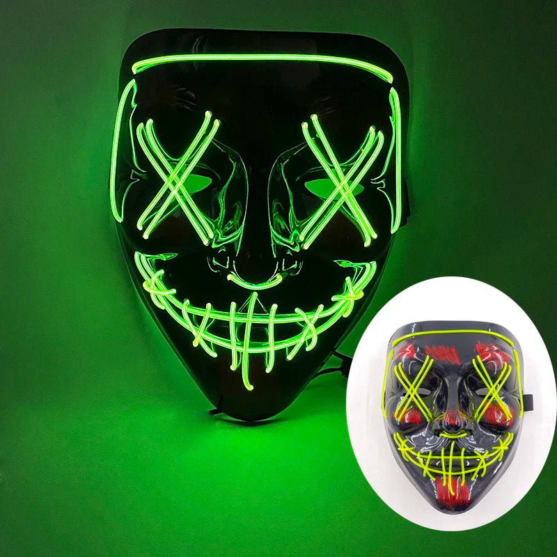 Halloween Light-Up Mask – Neon LED Marshmallow Headgear