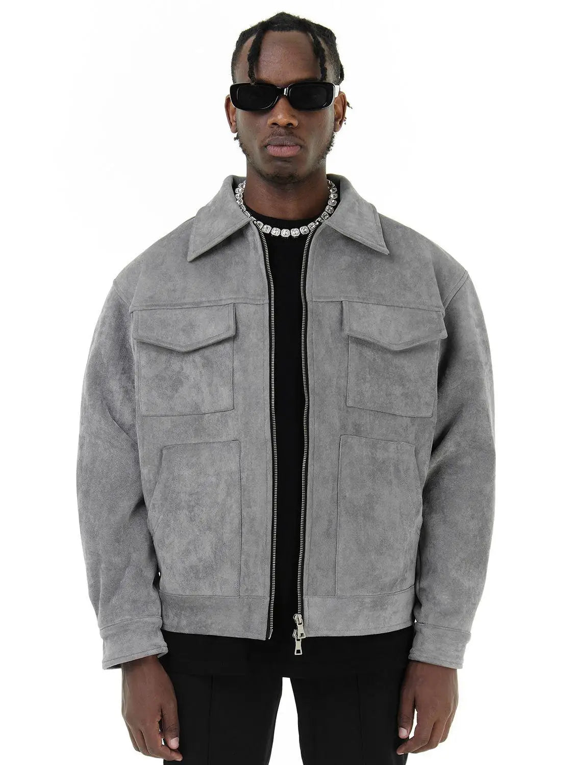 Casual Oversize Men's Jacket – Lapel Zipper Thick Coat