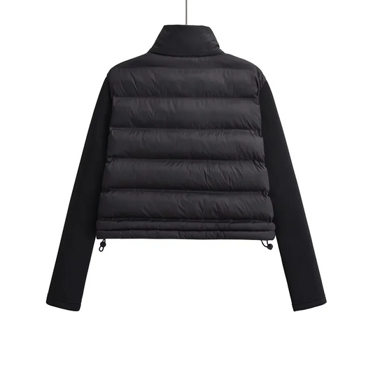 Modern Edge: Spliced Cotton Jacket with Stand Collar