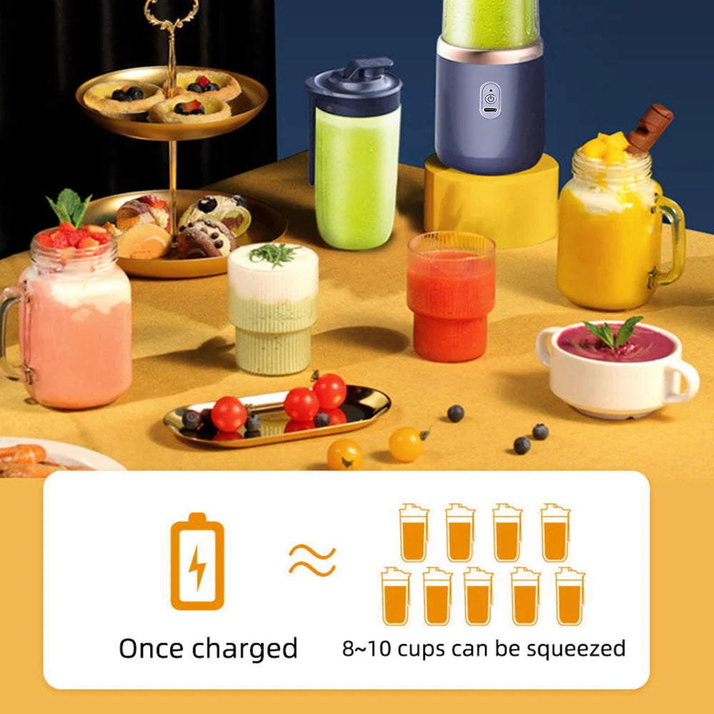 Portable 6-Blade Electric Juicer: Fresh Juice Anywhere