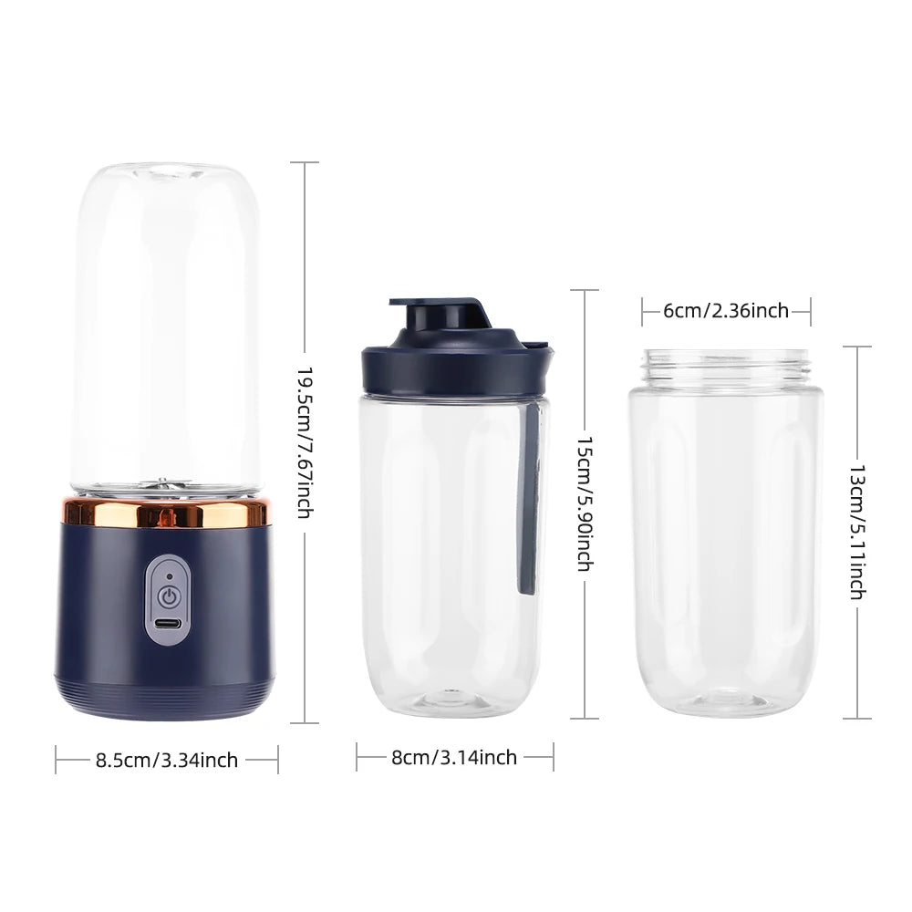 Portable 6-Blade Electric Juicer: Fresh Juice Anywhere
