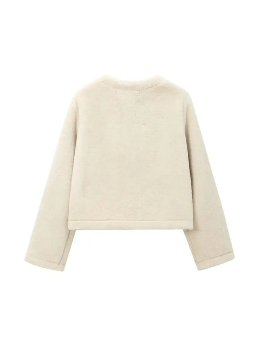 Elegant Faux Fur Outerwear – Long Sleeve Jacket