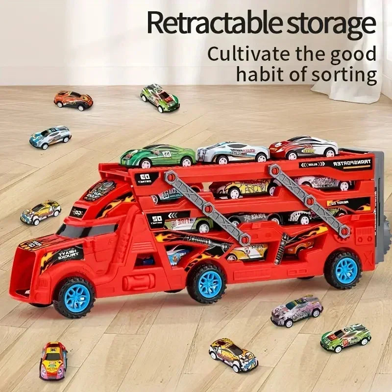 Large Deformation Transporter Truck – Folding Track & Racing Car Toy for Kids