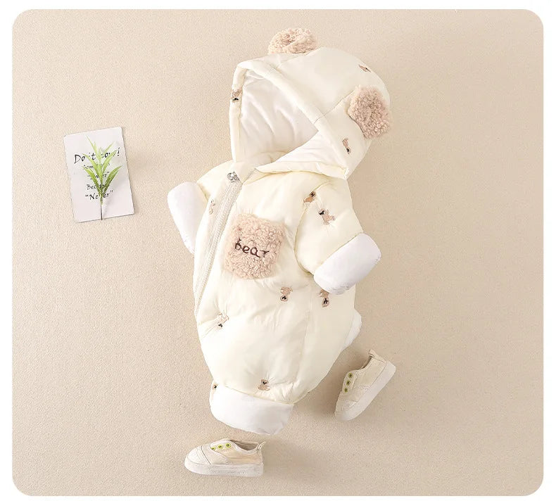 Thick Winter Baby Romper – Fleece & Hooded
