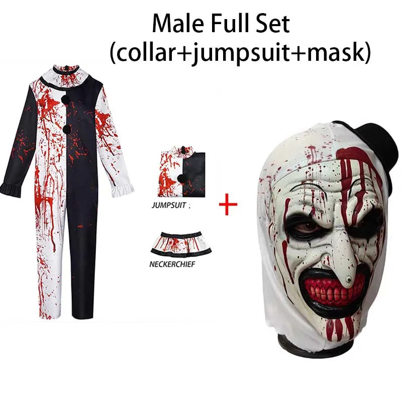 Horror Clown Costume – Terrifier 3 Bloody Jumpsuit for Halloween