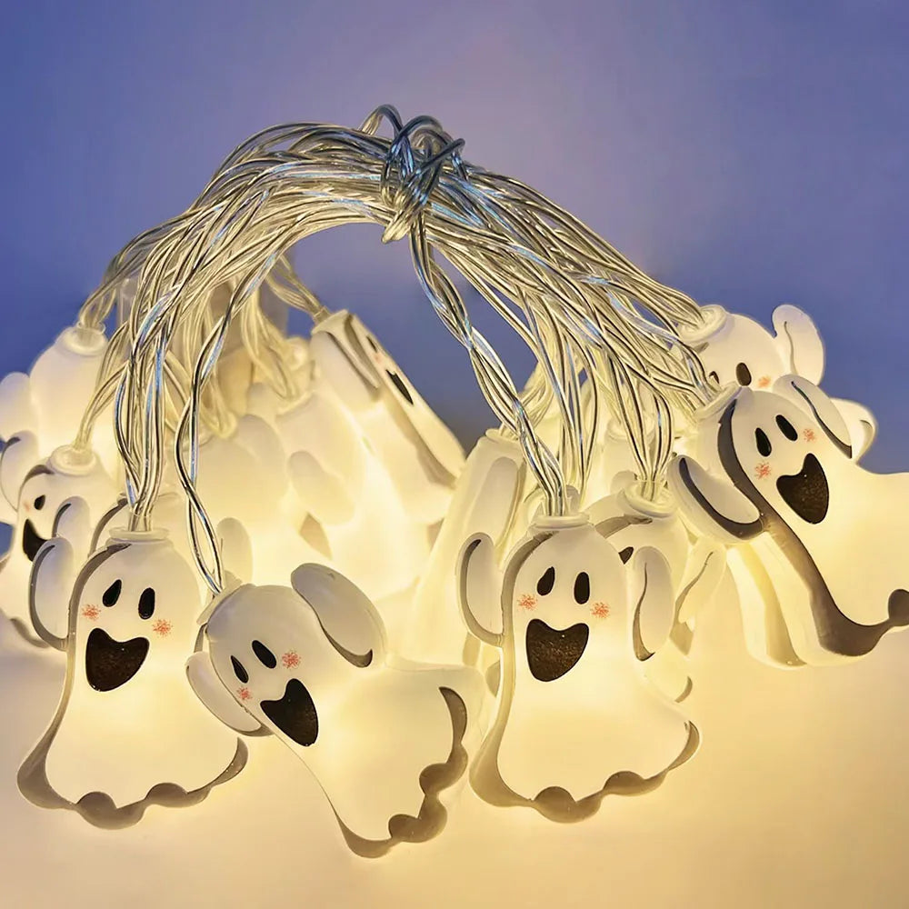 Halloween LED String Lights – Pumpkin, Ghost & Spider Web Decor