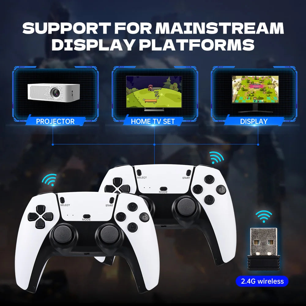 M15 4K Game Stick TV Video Game Console 64G Built-in 20000 Games Retro Handheld Game Player With Wireless Controller Gamepad