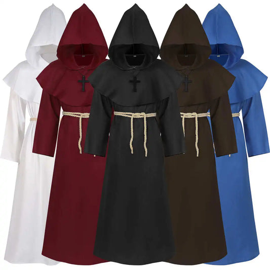 Elegant Medieval Robe – Women’s Halloween Cosplay Costume, Monk Wizard Priest Style