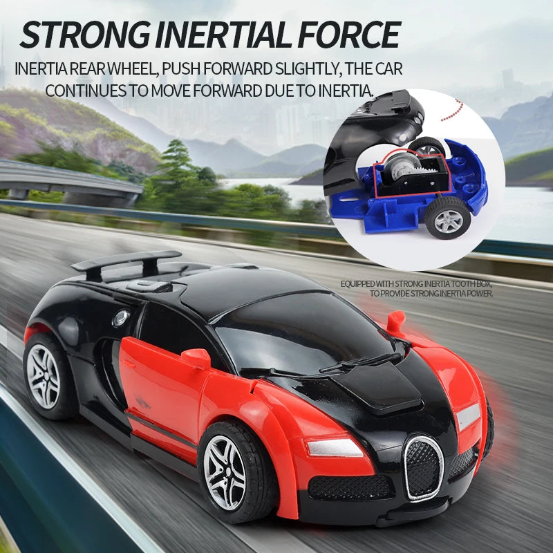 Transforming Robot Race Car - Push & Go Toy for Boys | Easter Gift