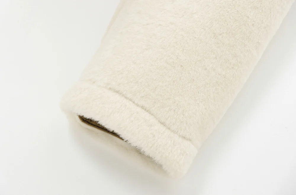 Elegant Faux Fur Outerwear – Long Sleeve Jacket