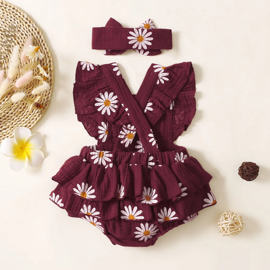 Cute Sunflower Baby Romper for Summer