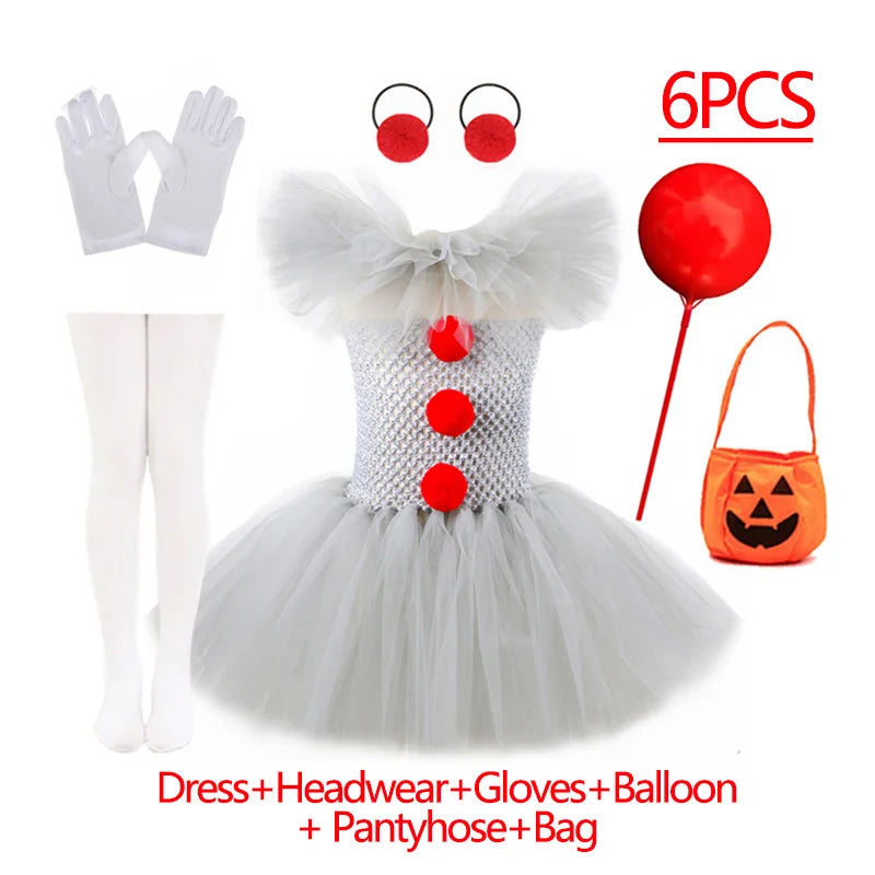 Kids Halloween 2025 Gray Joker Cosplay Outfit