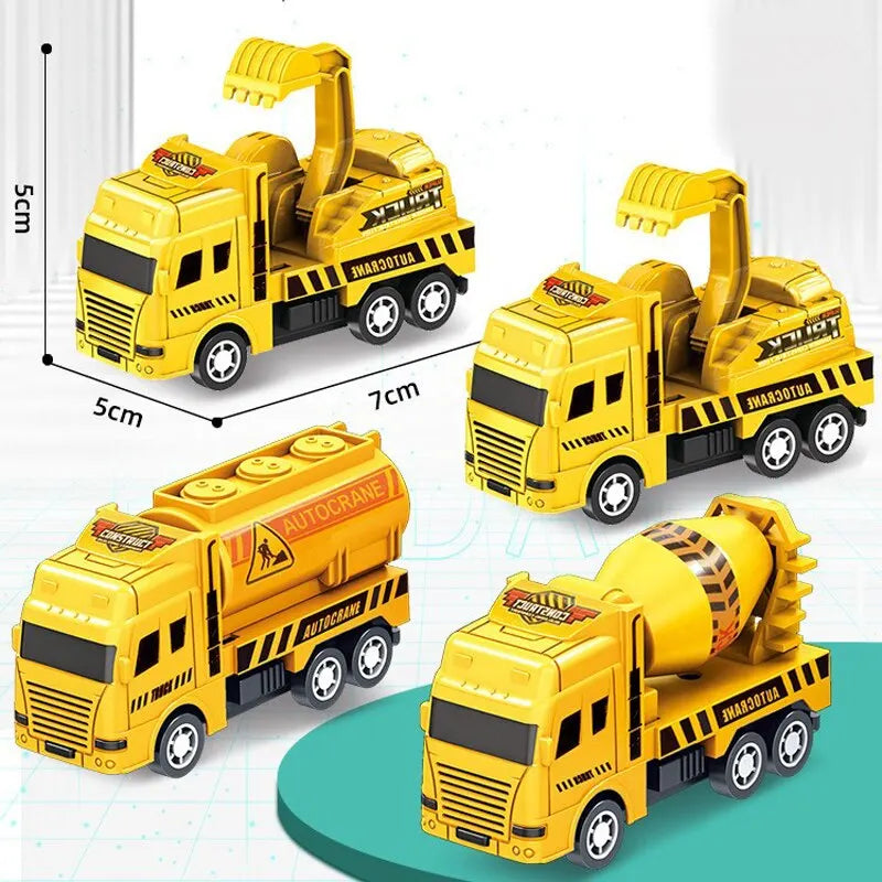 4-Piece Mini Pull-Back Engineering Cars – Fun & Educational for Kids!
