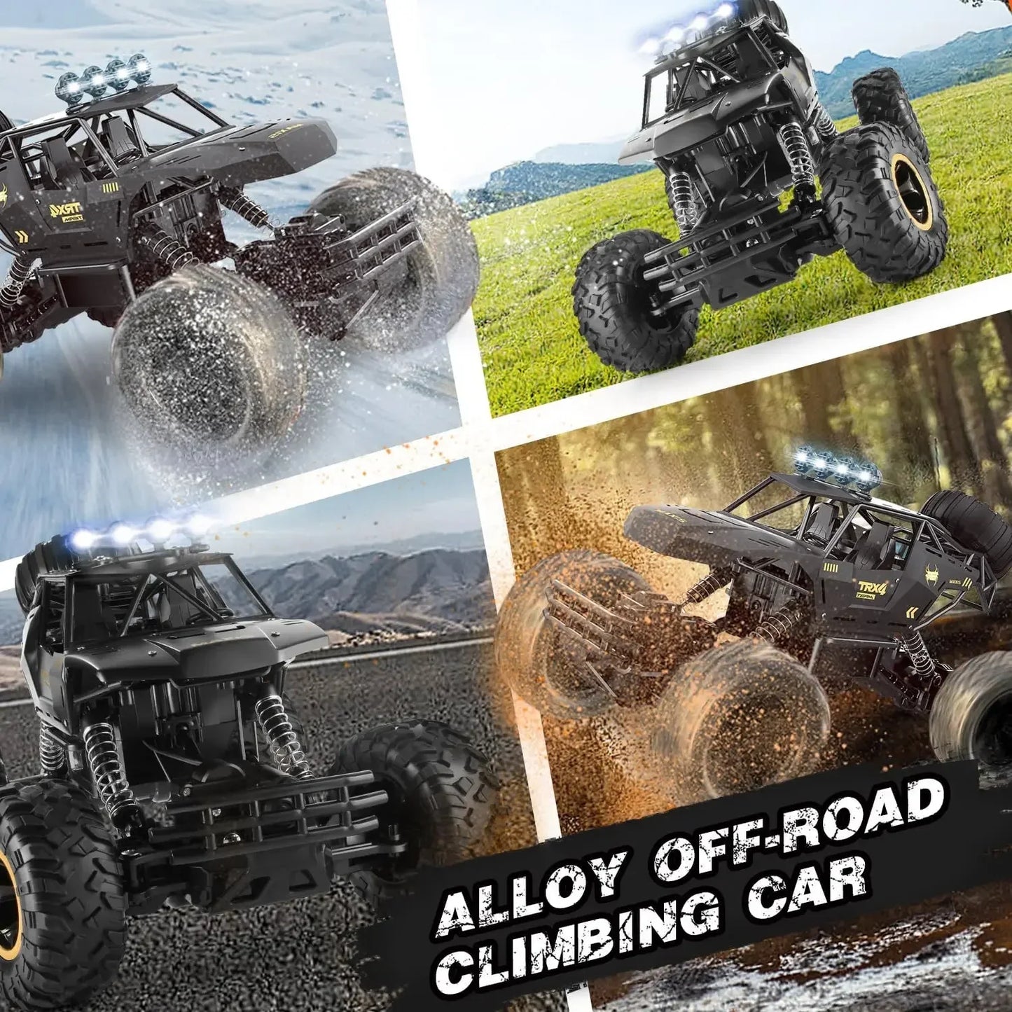 4WD Off-Road RC Car – High-Speed Buggy Truck with LED Lights