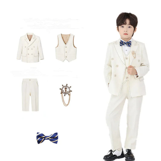 Boys’ Complete 5-Piece Dress Set – Wedding, Piano & Host Costume