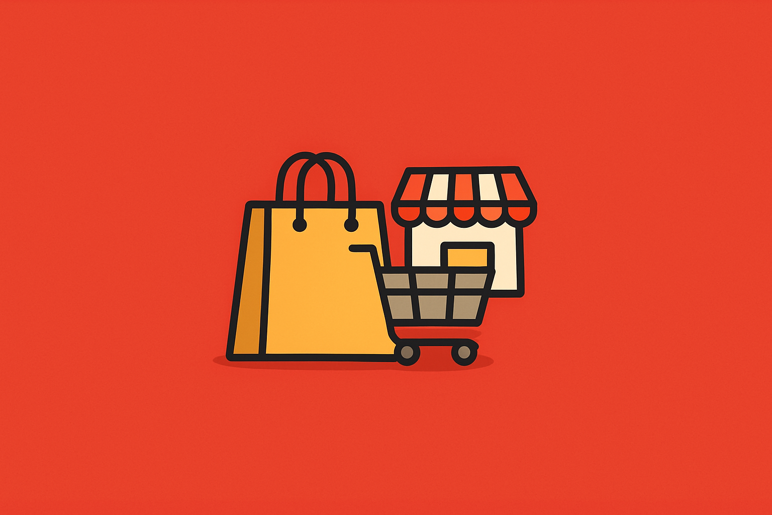 Red Backgroun and one shopping small picture on image.