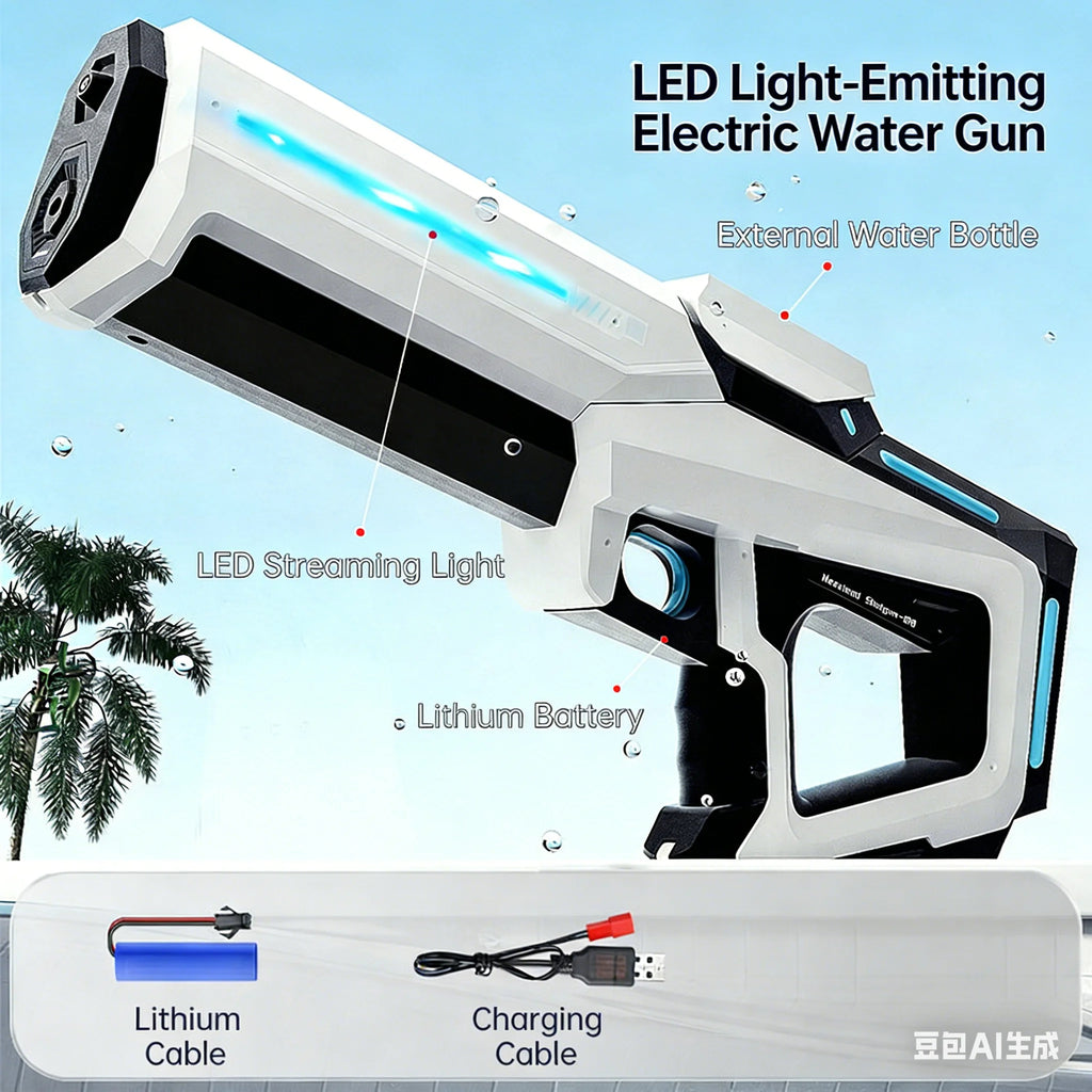 Ultra Shoppings AquaBlast Pro electric water gun with high-powered suction and rapid-fire action for kids and adults.