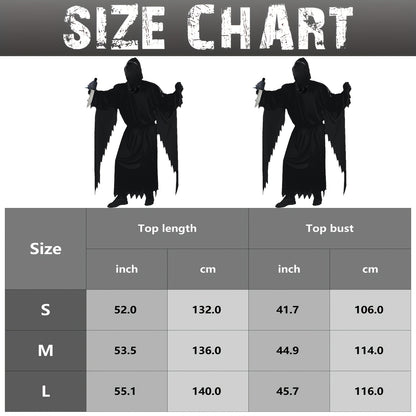 Men’s Scream Costume Set – 4pcs Grim Reaper Halloween Outfit with Mask