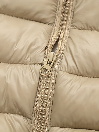 2025 New Lightweight Hooded Jacket – Black & Grey Color-Block, Polyester Lined Winter Coat